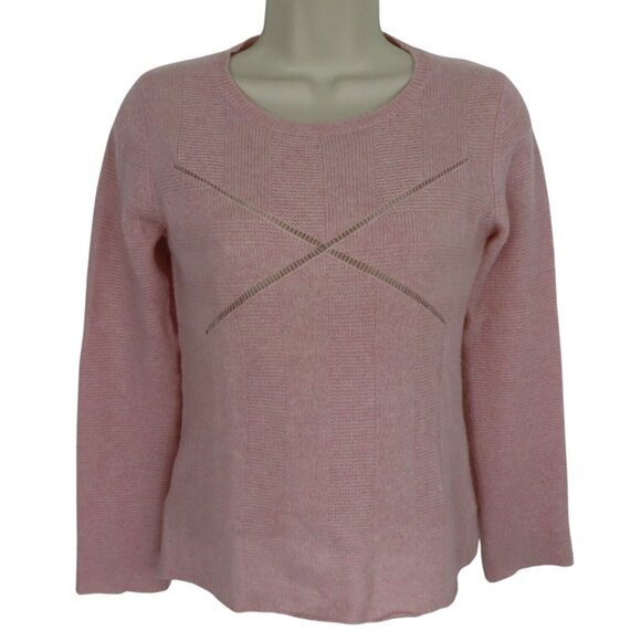 Max Studio Women Small Solid Pink All Cashmere Long Sleeve Pullover Sweater Top - Picture 1 of 10